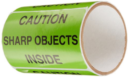 TapeCase SHIPLBL-005 Nakliye Ambalaj EtiketleriKeskin Kenarlı Açarken Dikkat, Sarı/Siyah - Paket başına 500 (1 Paket)
