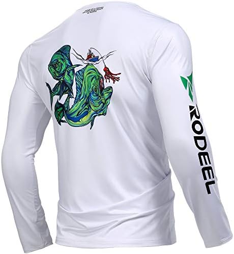 Rodeel Marlin Premium Balıkçılık Gömlek + 50 UPF Güneş Koruma Nefes Uzun Kollu Gömlek Erkekler için