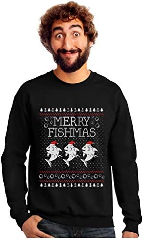 Tstars Merry Fishmas Kazak Erkekler Balıkçılık Çirkin Noel kazağı Tarzı Uzun Kollu