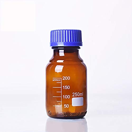 Amber Kahverengi Cam Mezun Asit Reaktif Şişesi otoklavlanabilir mavi kapaklı GL45 (100ml)
