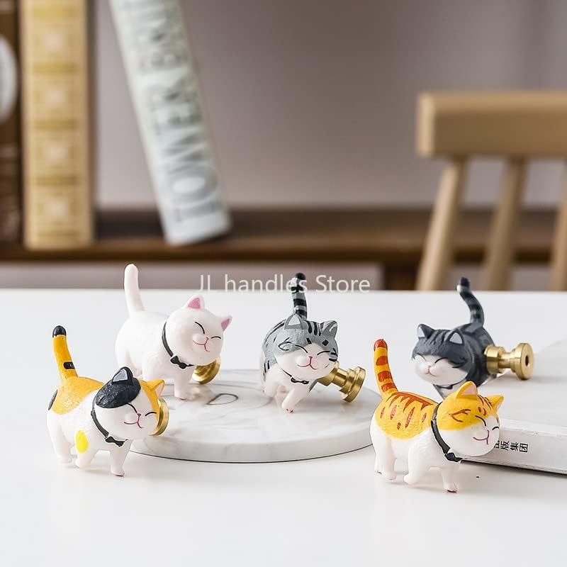 Karikatür Kedi kabin tutamakları Yaratıcı Reçine Mobilya Pirinç Kolları Çocuk Odası Çekmece Kolları Renkli dolap kulpu