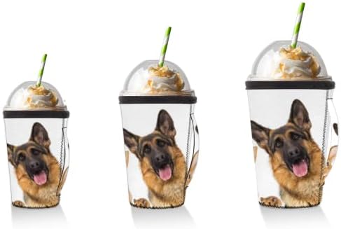 Sevimli Yavru Tavşan Kurt Köpek Kullanımlık Buzlu Kahve Kollu Kolu Neopren kupa kılıfı Soda, Latte, Çay, İçecekler,