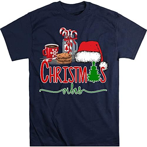 Noel Vibes Gömlek, Aile Eşleştirme Noel Gömlek Eğlenceli Sıcak Kakao Çerez Santa Şapka Hediye Noel için