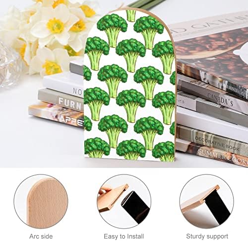 Yeşil Brokoli Ahşap Kitap Ayracı Moda Dekoratif Kitap Standı Ev ve Ofis Rafları için 2 Set