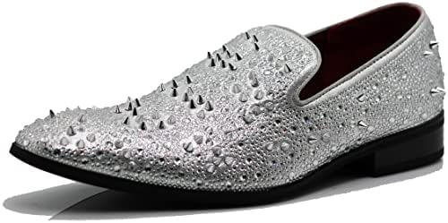 Enzo Romeo Erkekler Moda Rhinestones Çıtçıt Smokin Loafer Elbise Ayakkabı Üzerinde Kayma WBG