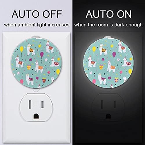 2 Paket Plug-in Gece Lambası LED Gece Lambası Alacakaranlıktan Şafağa Sensörü Çocuk Odası, Kreş, Mutfak, Sevimli Alpaka