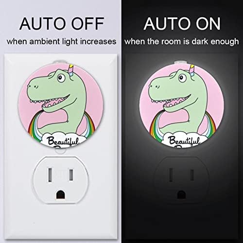2 Paket Plug-in Gece Lambası LED Gece Lambası Alacakaranlıktan Şafağa Sensörü Çocuk Odası, Kreş, Mutfak, Koridor Dinozor