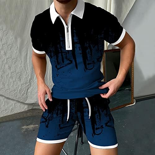 Kısa Kollu Fermuar ve yazlık t-Shirt erkek Üst Mürekkep Sıçrayan Yaka Bahar erkek Bluz Erkek Streç Yaka Elbise