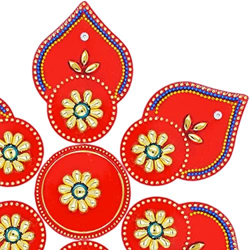 Tasarımcı Akrilik Kırmızı Renk Rangoli Ev Ofis Diwali Festivaller Dekorasyon Geleneksel Çivili Taşlar Zemin Decorationsi