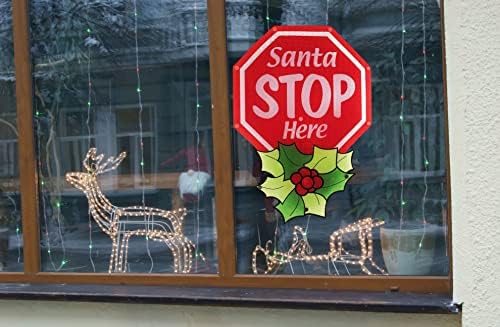 Noel Noel Baba Burada Durur İşareti pencere dekorasyonu Siluet Kış Noel iç veya dış mekan ışıkları 16” x 13”,16x12