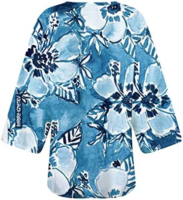 Kadın Çiçek Üstleri 2023 Yaz Rahat Puf Kollu Kimono Hırka Gevşek Cover Up Tropikal Tatil Bluz Gömlek