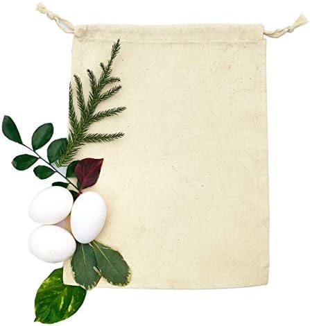 (1'li Paket) Ecogreentextiles Pamuklu büzme ipli Çantalar - Yeniden Kullanılabilir Çantalar-Günlük Kullanım için Çok