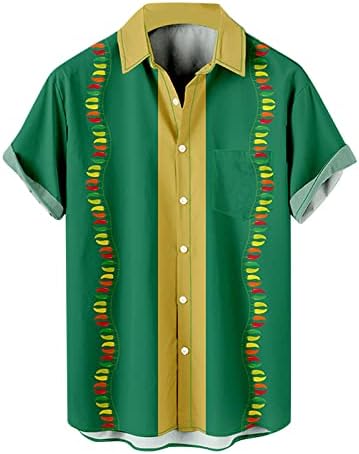 Uzun boylu Erkek Gömlek Erkekler için Erkek Moda ve Eğlence 3D Dijital Baskı Toka Yaka Kısa Kollu Gömlek Üst Uzun