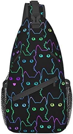 FyLyboıs Renkli Kedi tek kollu çanta Seyahat Crossbody Sırt Çantası Göğüs yürüyüş çantaları Rahat Omuz Sırt Çantası