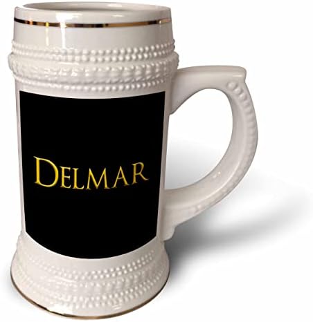 ABD'de 3dRose Delmar popüler erkek bebek adı. Siyah üzerine sarı. - 22oz Steın Kupa (stn_353893_1)