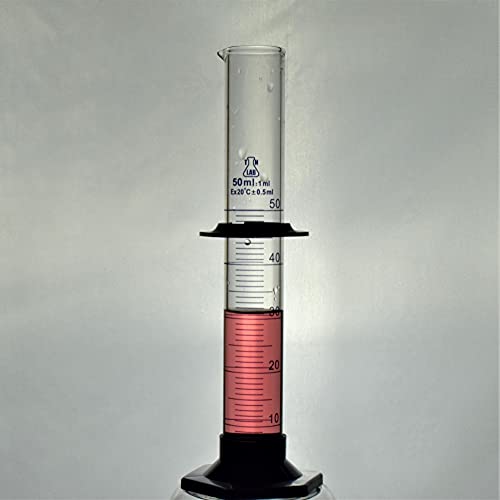 TN Laboratuvar Mezun ölçme silindiri 50ml Borosilikat Cam Plastik Taban ile