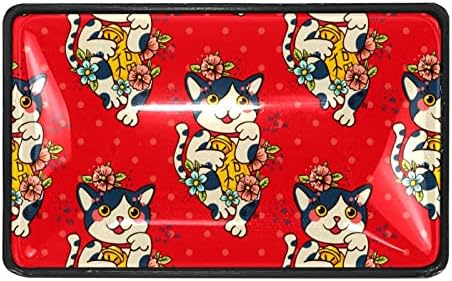 4 Adet Çekmece çekme kolu Dresser Mutfak Dolapları Dolap Sevimli Japonya Karikatür Şanslı Neko Kediler Kırmızı Çiçek