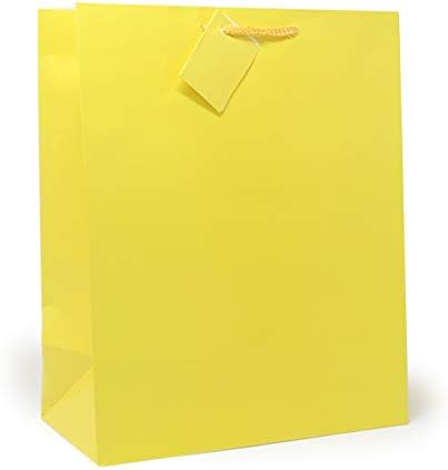 allgala 12PK Değerli Premium Düz Renkli Kağıt Hediye Keseleri -13 Büyük (Sarı)