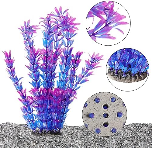 OSOPOLA 2 ADET Yapay Su Bitkileri Dekor-11 İnç Mor Emulational Plastik Su Bitkileri Kabarık Yaprak Süsler Ev Ofis