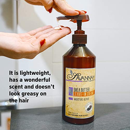 Savannah Saç Terapi paketi: Ham Shea yağı şampuanı 16.9 oz (500 ml) + Kremada Bırakma 16.9 oz (500 ml), her türlü