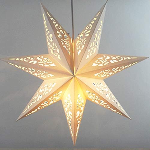 LIOOBO Kağıt yıldız Fenerler: İçi boş asılı abajur, yıldız aydınlatma koruması, fener kolye Noel doğum Günü Düğün