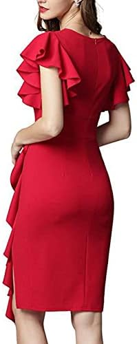 LKPJJFRG Kadınlar Casual Dantelli Wrap Elbise 3/4 Kollu Iş Artı Boyutu Parti Elbise Fırfır Salıncak Wrap Elbise