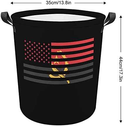 Angola Amerikan Bayrağı Çamaşır sepeti Katlanabilir Çamaşır Sepeti çamaşır Kutusu Saklama Çantası Kolları ile