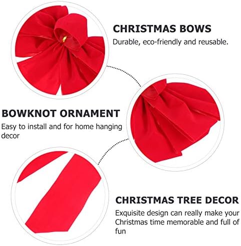 NUOBESTY 4 adet Noel Kablolu Kırmızı Yay Noel Çelenk Hediye Büyük Yay Kapalı Açık Noel Süsler Tatil Ilmek Dekorasyon