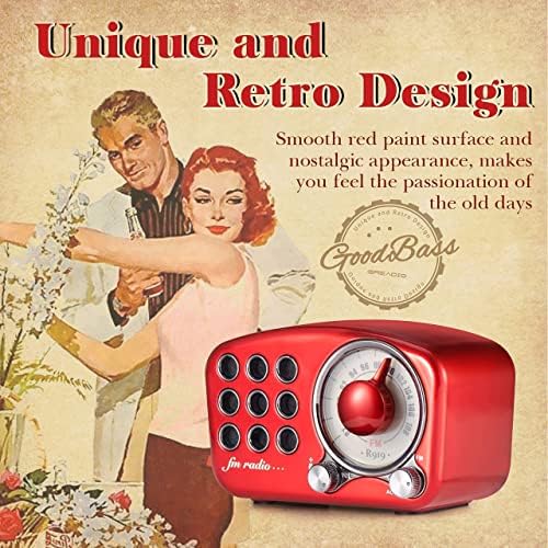 Retro Bluetooth Hoparlör, Vintage Radyo-Eski Moda Klasik Tarza Sahip Greadio FM Radyo, Güçlü Bas Geliştirme, Yüksek