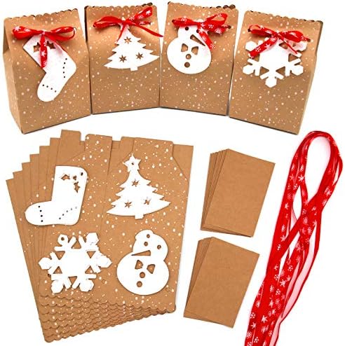 Hediye için 24 Paket Noel Çanta, Xmas Parti Malzemeleri için Premium Noel Hediyeleri Çanta Toplu