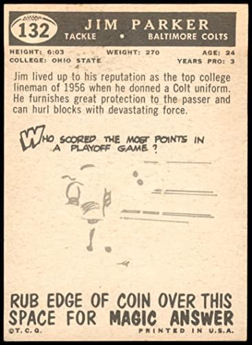 1959 Topps 132 Jim Parker Baltimore Colts (Futbol Kartı) ESKİ / MT Colts Ohio St