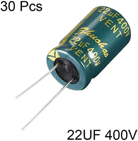 uxcell Alüminyum Radyal elektrolitik kondansatör Düşük ESR Yeşil 22UF 400V 105 Santigrat Ömrü 3000H 13x21mm Yüksek