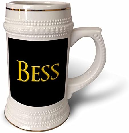 3dRose Bess ABD'de yaygın kız bebek adı. Siyah hediye üzerine sarı. - 22oz Steın Kupa (stn-376081-1)