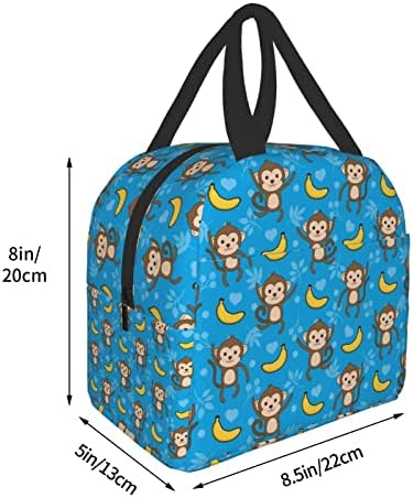 RİUARA Maymun Ve Muz Yalıtımlı Öğle Yemeği Çantası Sızdırmaz Soğutucu çocuk beslenme çantası Erkekler Kadınlar için