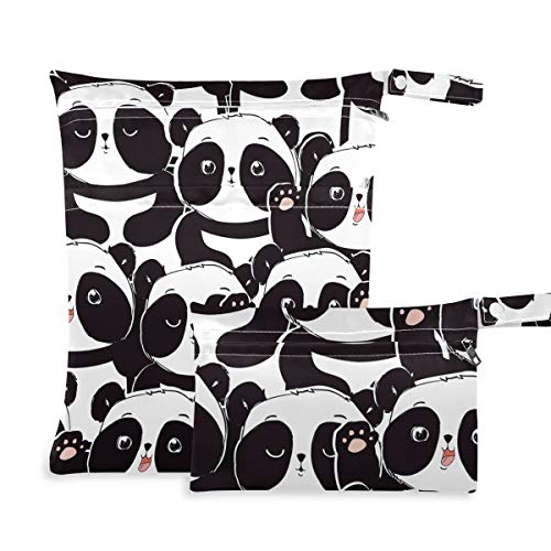 KEEPREAL hayvan Panda - E 2 adet su geçirmez ıslak çanta Bebek bezi ıslak çanta Büyük kapasiteli Yıkanabilir Kullanımlık