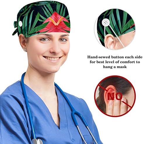 Kadın ve erkek Cerrahi Kap Yay Saç Toka Tropik çiçekler palmiye yaprakları Desen Çalışma Şapka Bir Boyut