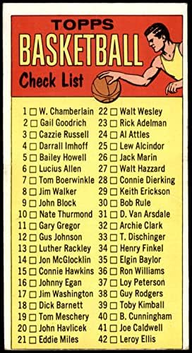 1969 Topps 99 Kontrol Listesi (Basketbol Kartı) İYİ