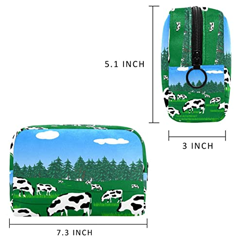 Makyaj Çantası Seyahat Kozmetik Çantası Sığır Sütü İnek Çiftlikte Vahşi Doğada Dağ makyaj çantası düzenleyici fermuarlı