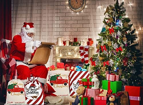 Noel Santa Çuval 2 Adet Kişiselleştirilmiş Santa Çuval Çanta İpli ile Büyük Noel Presents Çanta Kullanımlık Tuval