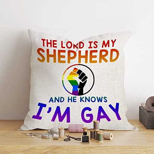 Rab Benim Çobanım ve Eşcinsel Olduğumu Biliyor Atmak Yastık Örtüsü Romantik Yastık Kılıfı Gökkuşağı Eşitlik Lezbiyen