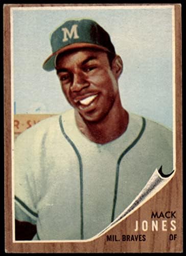 1962 Topps 186 GRN Mack Jones Milwaukee Braves (Beyzbol Kartı) (Yeşil Renk Tonu) VG Braves