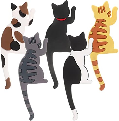 Toffıcu Mıknatıslar Buzdolabı 5 adet Sevimli Kedi Manyetik Kanca Esnek Sevimli Kedi Manyetik Buzdolabı Kanca Ev Dekor