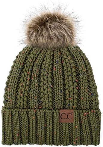 CC Exclusives Bulanık Astarlı Örgü Kürk Pom Beanie Şapka (YJ-820)