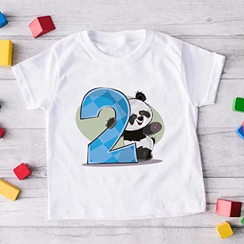 IKFİVQD Yürümeye Başlayan Kıyafet Yürümeye Başlayan Erkek Kız Yaz Kısa Kollu Panda Karikatür Baskılar T Shirt Üstleri
