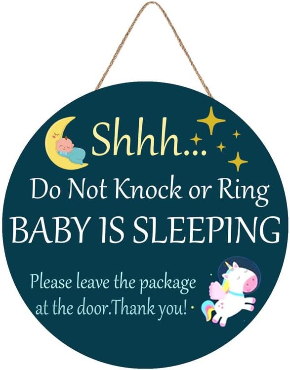 Sevimli Bebek Uyku Asılı İşareti Plak, Çalmayın Veya Zili Çalmayın, Bebek Odası için Yuvarlak ahşap kapı askısı, Kreş,