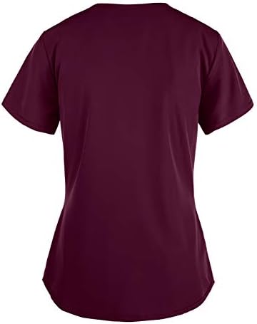 Kadın çalışma üniforması T Shirt Çiçek Baskı V Boyun Fırçalama Üstleri Kısa Kollu Kalp Grafik Gömlek Casual Tunik