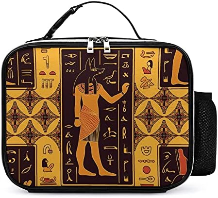 Antik Mısır Hiyeroglifleri Öğle Yemeği Çantası Ayrılabilir Deri Kutusu Kolu Yemek Hazırlık Tutucu Kullanımlık Yalıtımlı