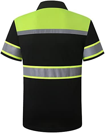 Erkekler için HoliSecure Güvenlik Gömlekleri, Cepli Yüksek Yansıtıcı Erkek Polo Gömlekleri, Kısa Kollu İş Giysisi