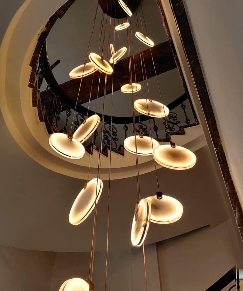 Lüks mermer avize aydınlatma merdiven lobi koridor süspansiyon aydınlatma armatürü ev dekorasyon uzun led taş lambalar