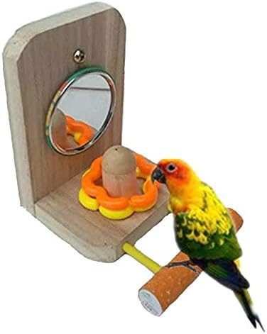 Kuş Levrek Ayna Oyuncak Standı Papağan Çiğnemek Oyuncak Zeka Eğitimi Taşlama Pençe Trim Gaga Küçük Parakeet Papağanının